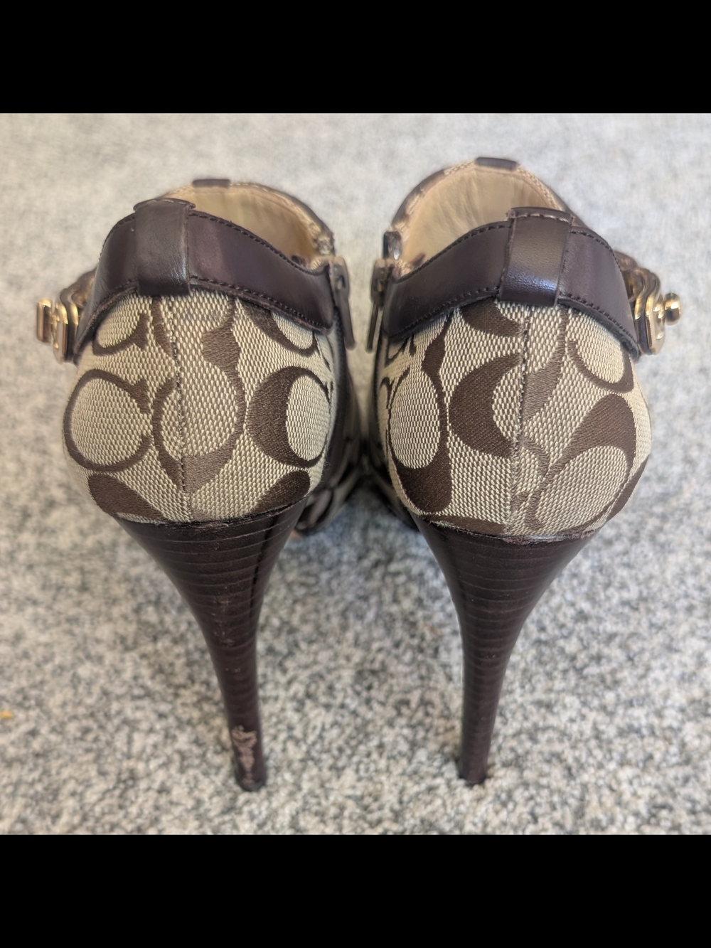 Coach Tan/Brown Womens High Heel Booties Delilah Khaki 9 M In Original Box A7037 - Picture 5 of 13